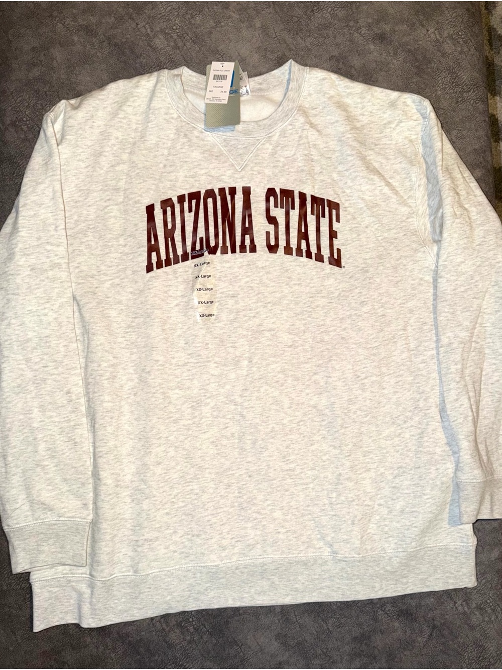 Arizona State Crewneck Sweatshirt in Light Heather Gray and Maroon ASU